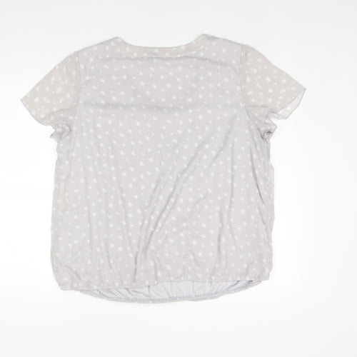 Bonmarché Womens Grey Geometric Polyester Basic Blouse Size 22 Round Neck