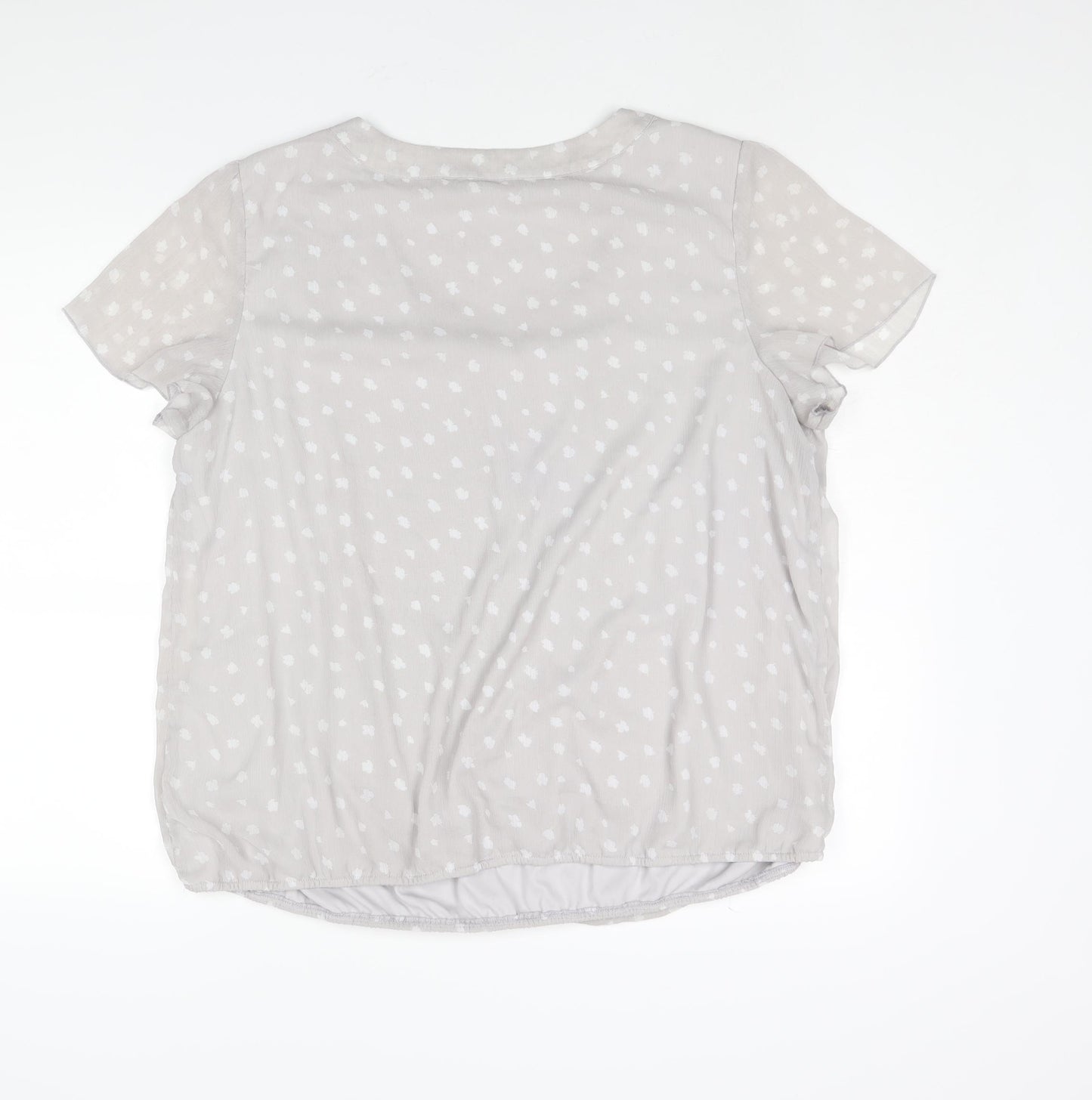 Bonmarché Womens Grey Geometric Polyester Basic Blouse Size 22 Round Neck