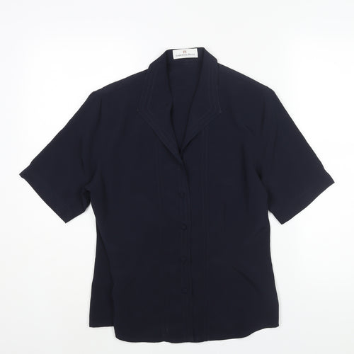 Gabriella Rossi Womens Blue Polyester Basic Blouse Size 10 Collared