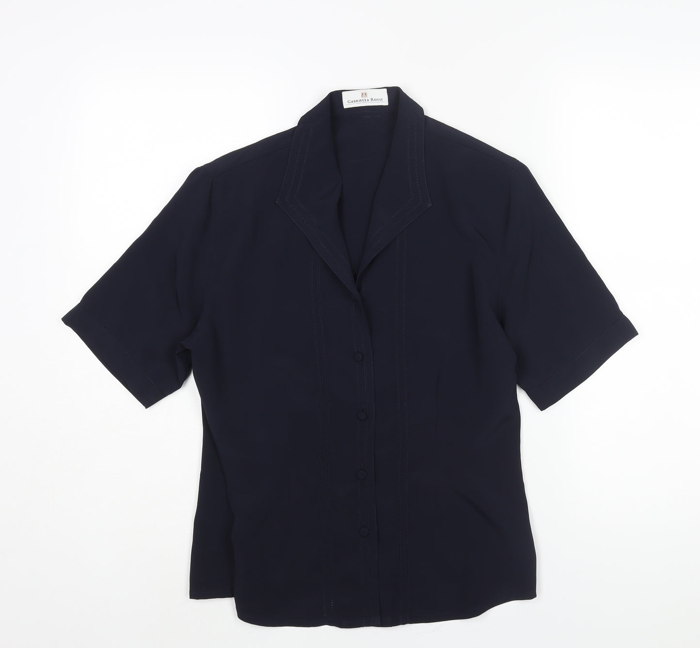 Gabriella Rossi Womens Blue Polyester Basic Blouse Size 10 Collared
