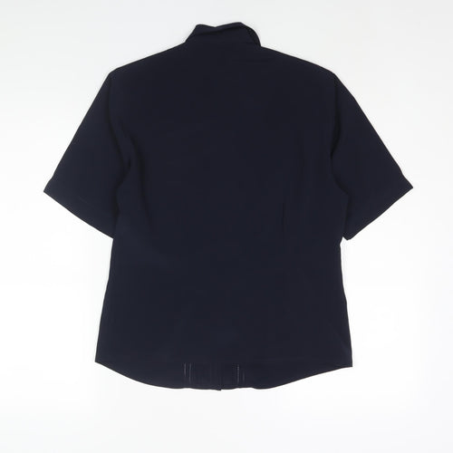 Gabriella Rossi Womens Blue Polyester Basic Blouse Size 10 Collared