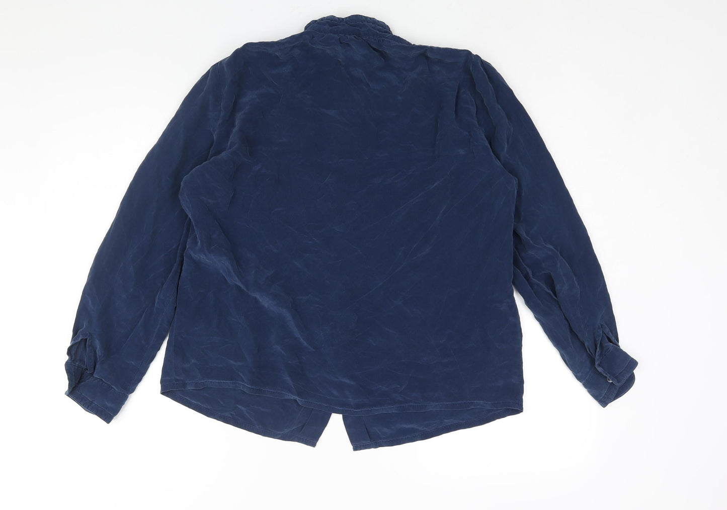 Louis Feraud Womens Blue Silk Basic Blouse Size 14 Mock Neck