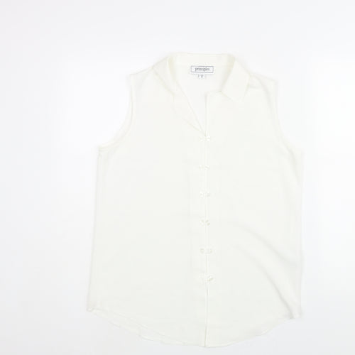 Principles Womens White Polyester Camisole Blouse Size 12 Collared