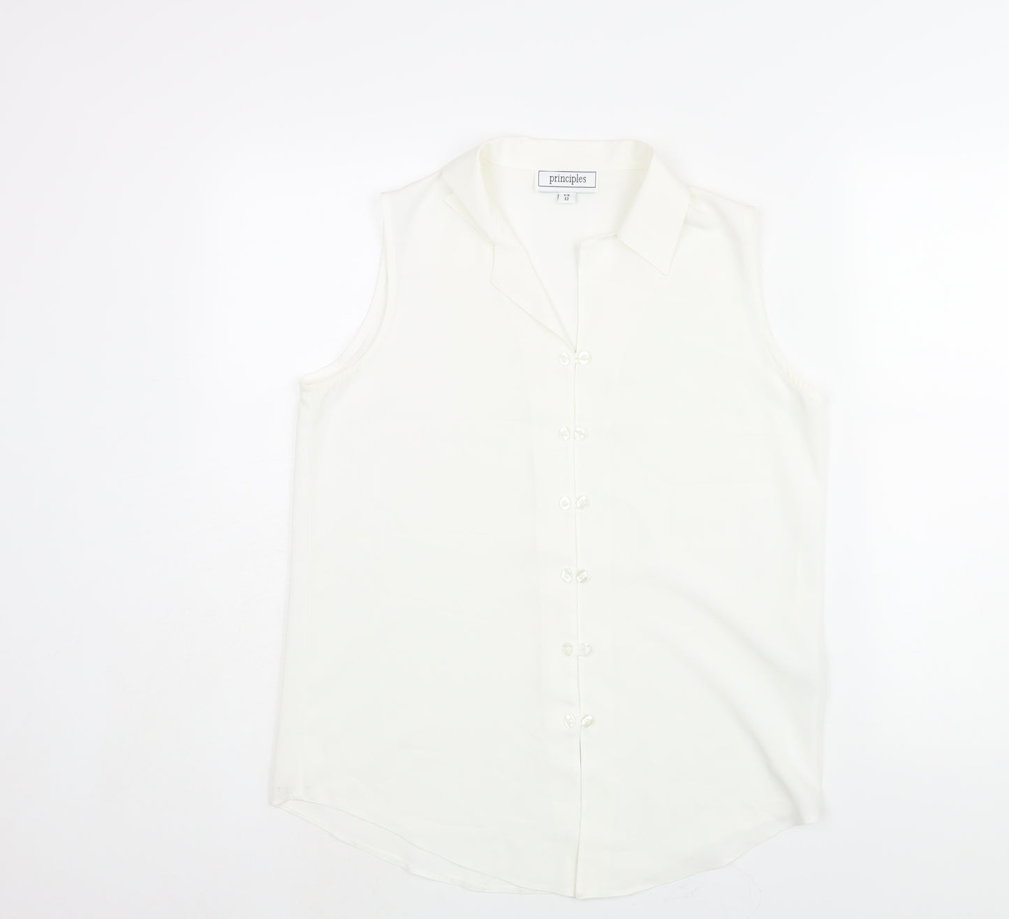 Principles Womens White Polyester Camisole Blouse Size 12 Collared