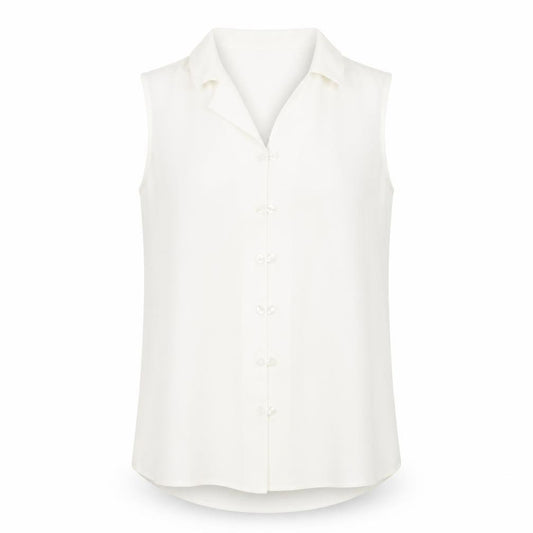 Front view of Principles women’s white polyester camisole blouse, size UK 12, collared