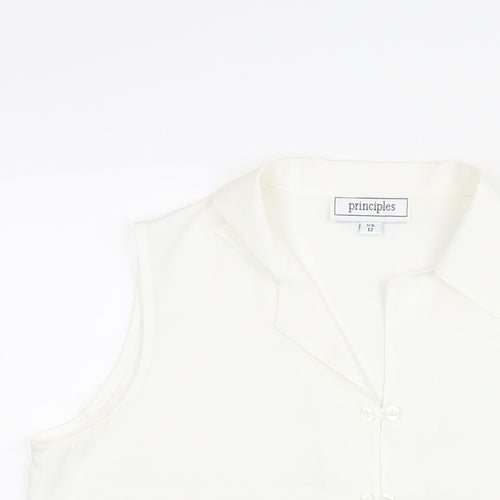 Principles Womens White Polyester Camisole Blouse Size 12 Collared