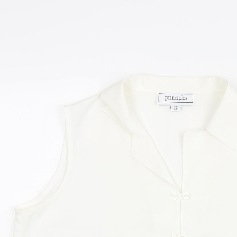 Principles Womens White Polyester Camisole Blouse Size 12 Collared