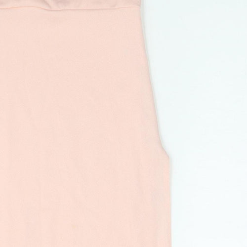PRETTYLITTLETHING Womens Pink Polyester Mini Size 4 Square Neck Pullover - Side Slit