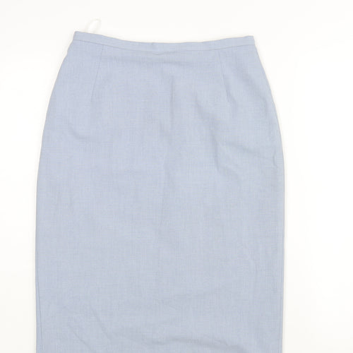 St Michael Womens Blue Polyester Straight & Pencil Skirt Size 12 Zip