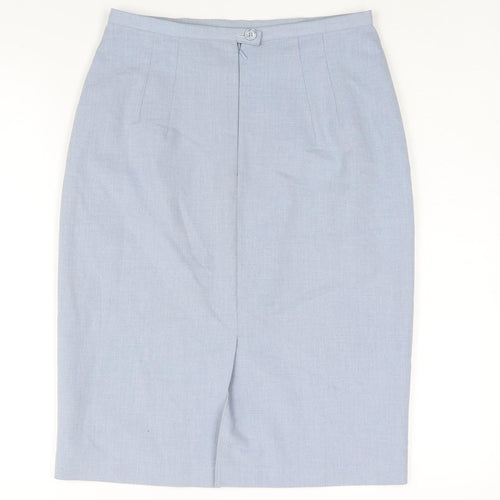 St Michael Womens Blue Polyester Straight & Pencil Skirt Size 12 Zip