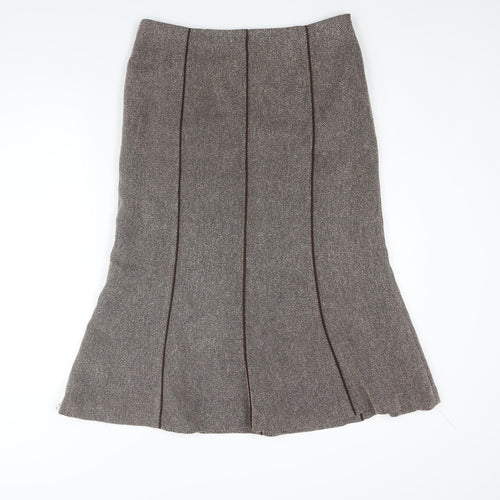 CC Womens Brown Polyester Trumpet Skirt Size 12 Zip - Piping Detail