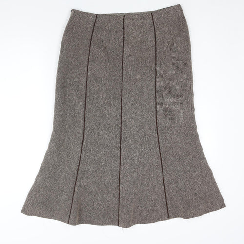CC Womens Brown Polyester Trumpet Skirt Size 12 Zip - Piping Detail