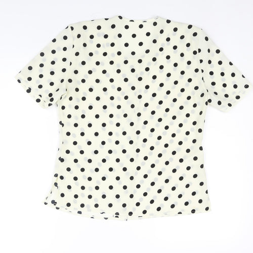St Michael Womens Ivory Polka Dot Polyester Basic Blouse Size 10 Round Neck