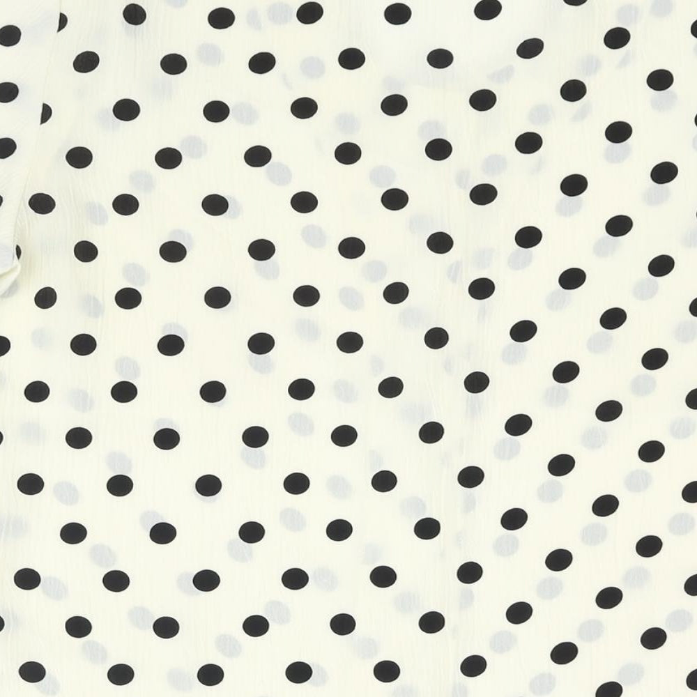 St Michael Womens Ivory Polka Dot Polyester Basic Blouse Size 10 Round Neck