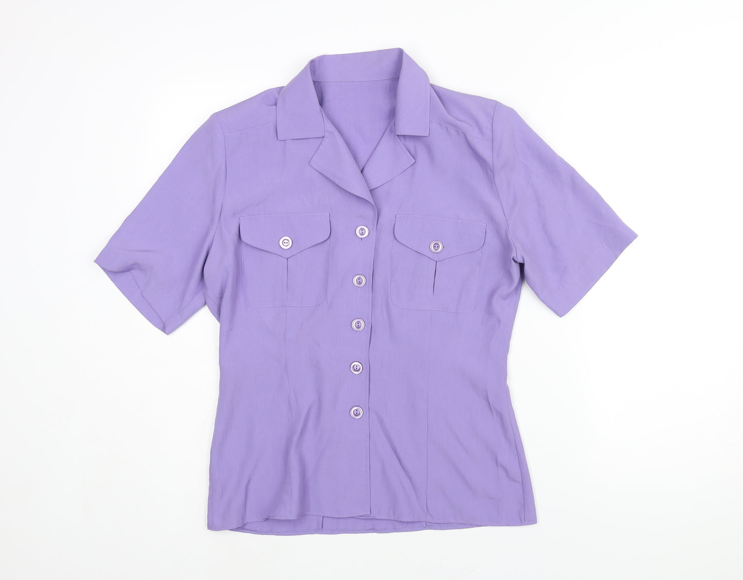 St Michael Womens Purple Polyester Basic Blouse Size 10 Collared - Pockets