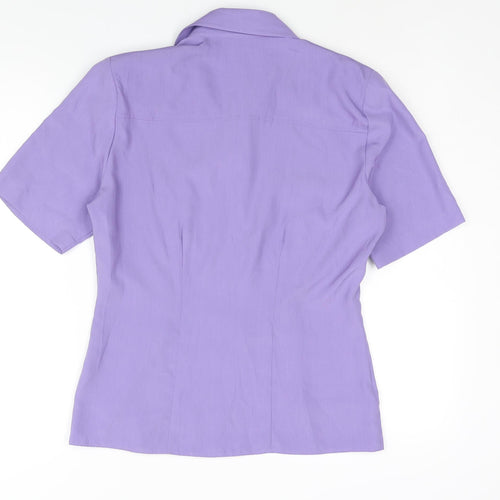 St Michael Womens Purple Polyester Basic Blouse Size 10 Collared - Pockets