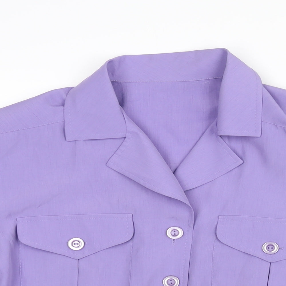 St Michael Womens Purple Polyester Basic Blouse Size 10 Collared - Pockets