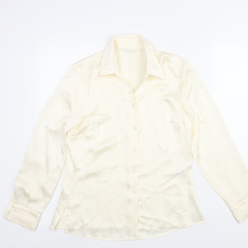 Marks and Spencer Womens Ivory Polyester Basic Blouse Size 10 Collared