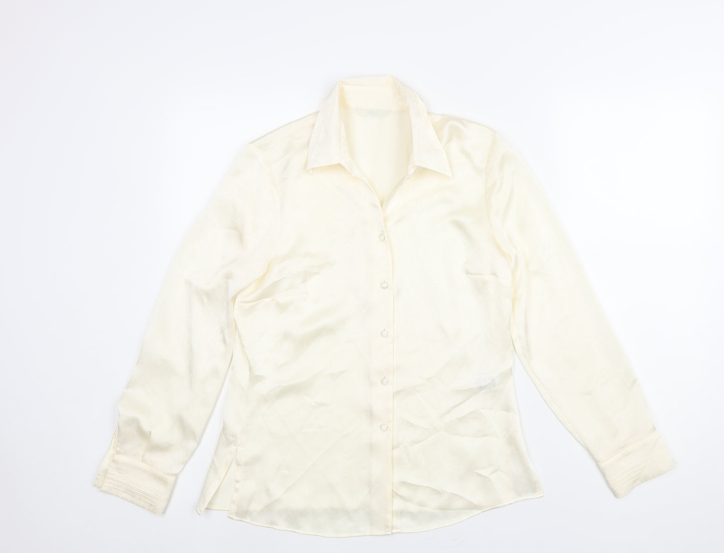 Marks and Spencer Womens Ivory Polyester Basic Blouse Size 10 Collared
