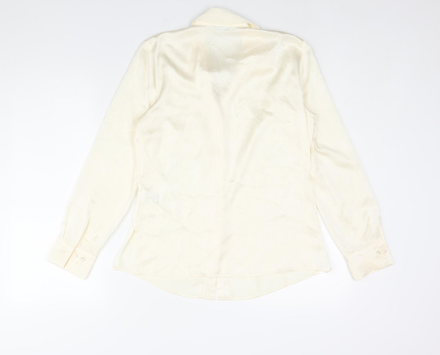 Marks and Spencer Womens Ivory Polyester Basic Blouse Size 10 Collared