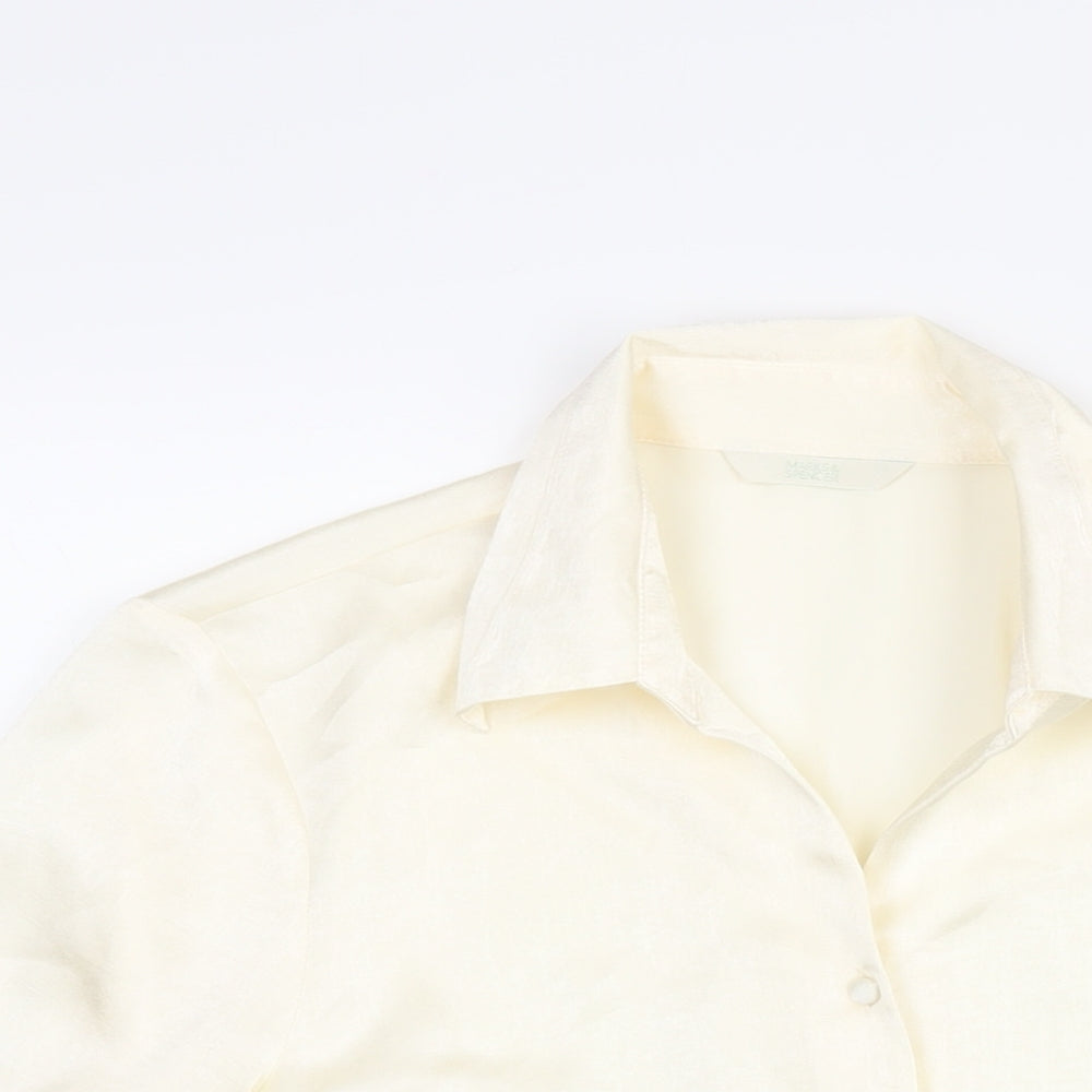Marks and Spencer Womens Ivory Polyester Basic Blouse Size 10 Collared