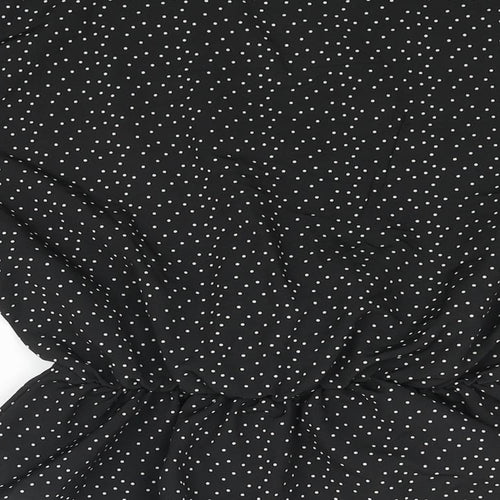 Boohoo Womens Black Polka Dot Polyester Basic Blouse Size 10 V-Neck - Peplum