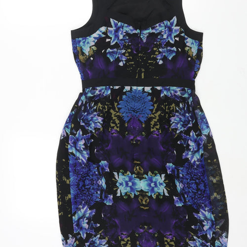 Limited Edition Womens Multicoloured Geometric Polyester Shift Size 8 Round Neck Zip - Cut Out Detail