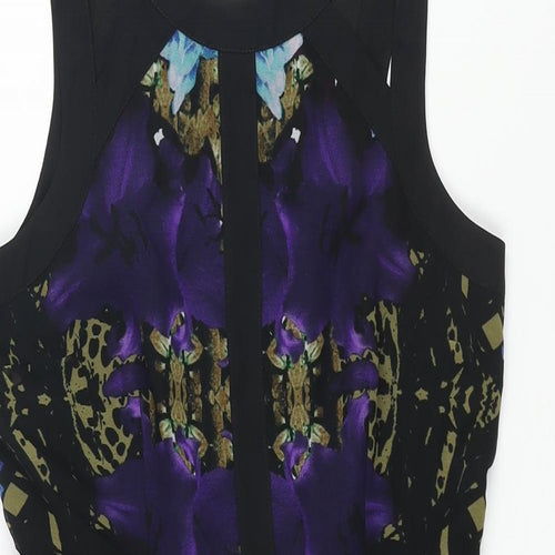 Limited Edition Womens Multicoloured Geometric Polyester Shift Size 8 Round Neck Zip - Cut Out Detail