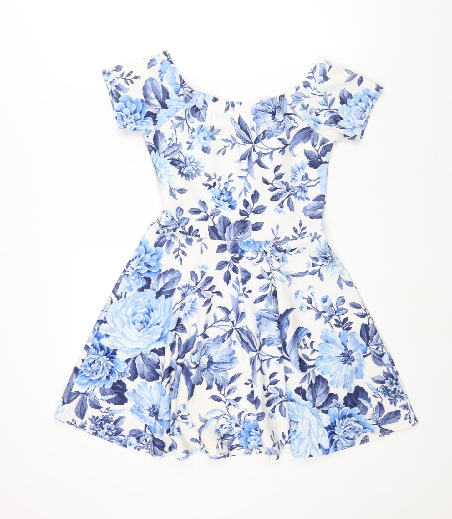 Quiz Womens Black Floral Polyester Skater Dress Size 10 Boat Neck Pullover