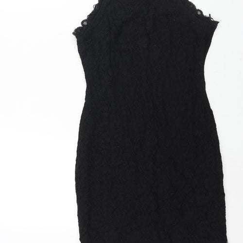 New Look Womens Black Nylon Mini Size 10 Round Neck Pullover