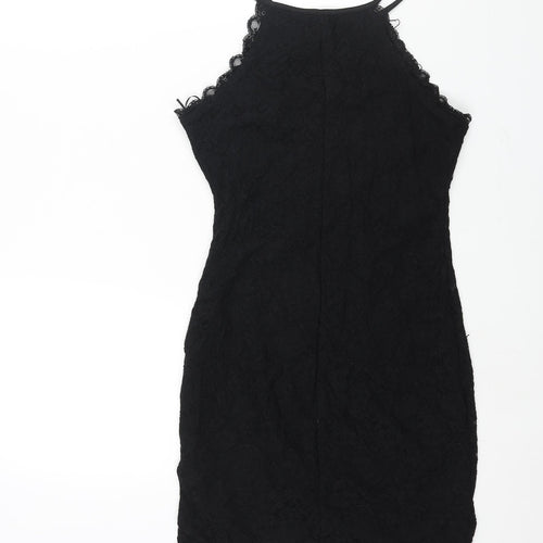 New Look Womens Black Nylon Mini Size 10 Round Neck Pullover