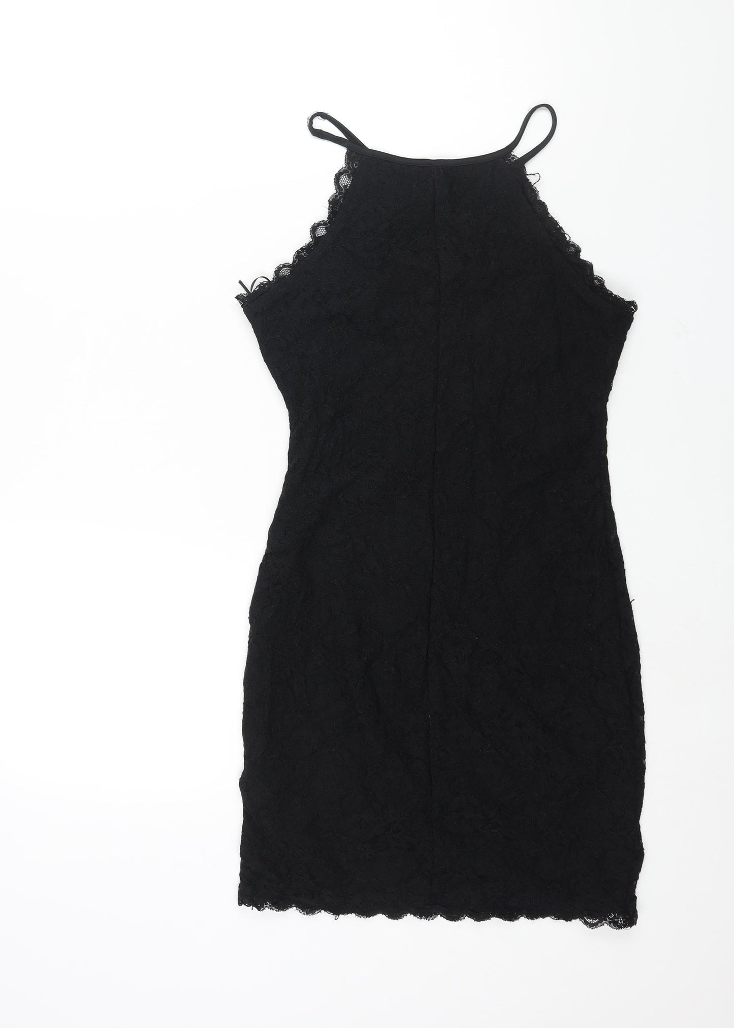 New Look Womens Black Nylon Mini Size 10 Round Neck Pullover