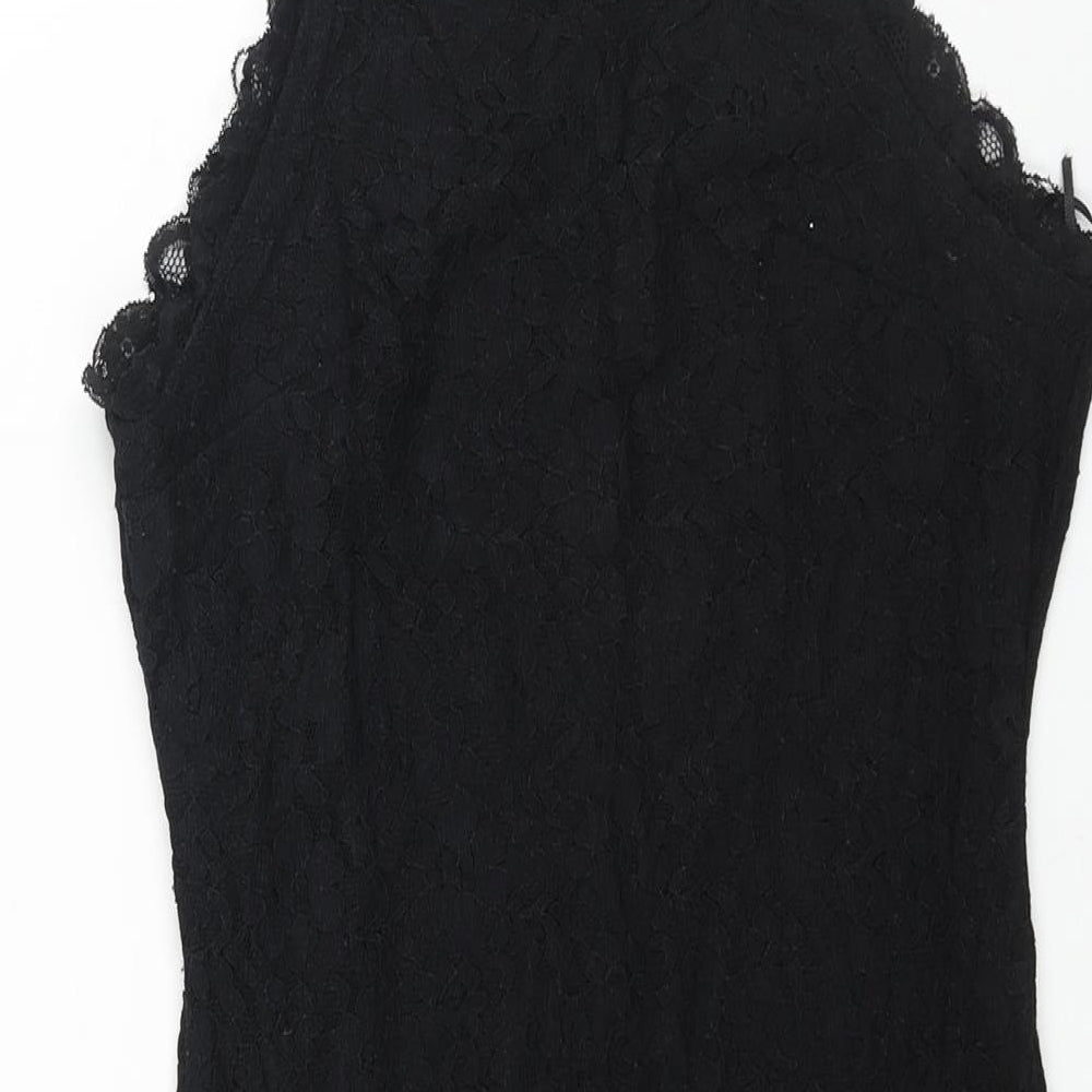 New Look Womens Black Nylon Mini Size 10 Round Neck Pullover