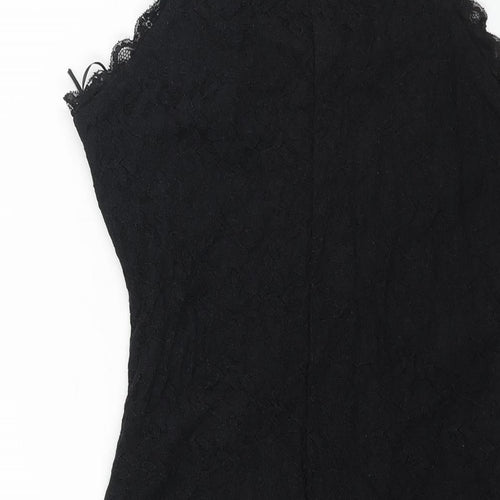 New Look Womens Black Nylon Mini Size 10 Round Neck Pullover