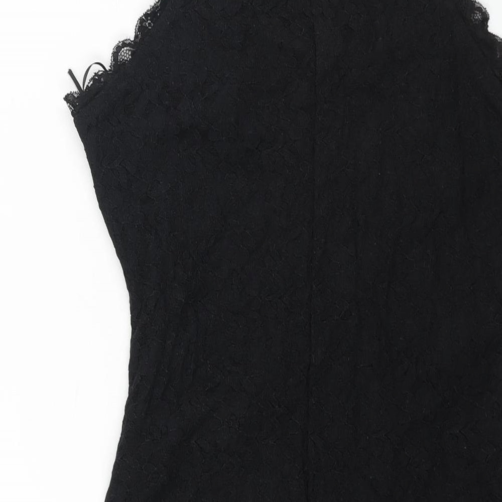 New Look Womens Black Nylon Mini Size 10 Round Neck Pullover