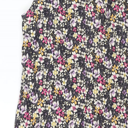NEXT Womens Multicoloured Floral Linen Shift Size 10 Round Neck Button - Lace Detail