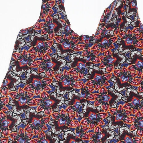 Marks and Spencer Womens Multicoloured Geometric Viscose Tunic Blouse Size 8 Scoop Neck