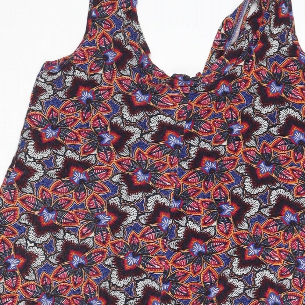 Marks and Spencer Womens Multicoloured Geometric Viscose Tunic Blouse Size 8 Scoop Neck