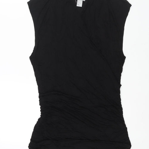 H&M Womens Black Viscose Camisole Blouse Size L V-Neck - Rouched