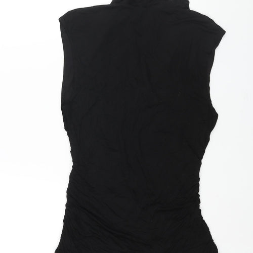 H&M Womens Black Viscose Camisole Blouse Size L V-Neck - Rouched