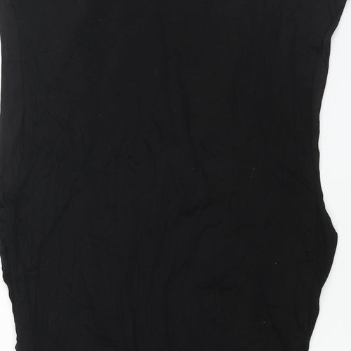 H&M Womens Black Viscose Camisole Blouse Size L V-Neck - Rouched