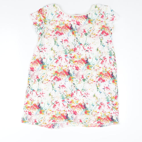 Per Una Womens Multicoloured Geometric Polyester Basic Blouse Size 10 Scoop Neck - Lace Detail