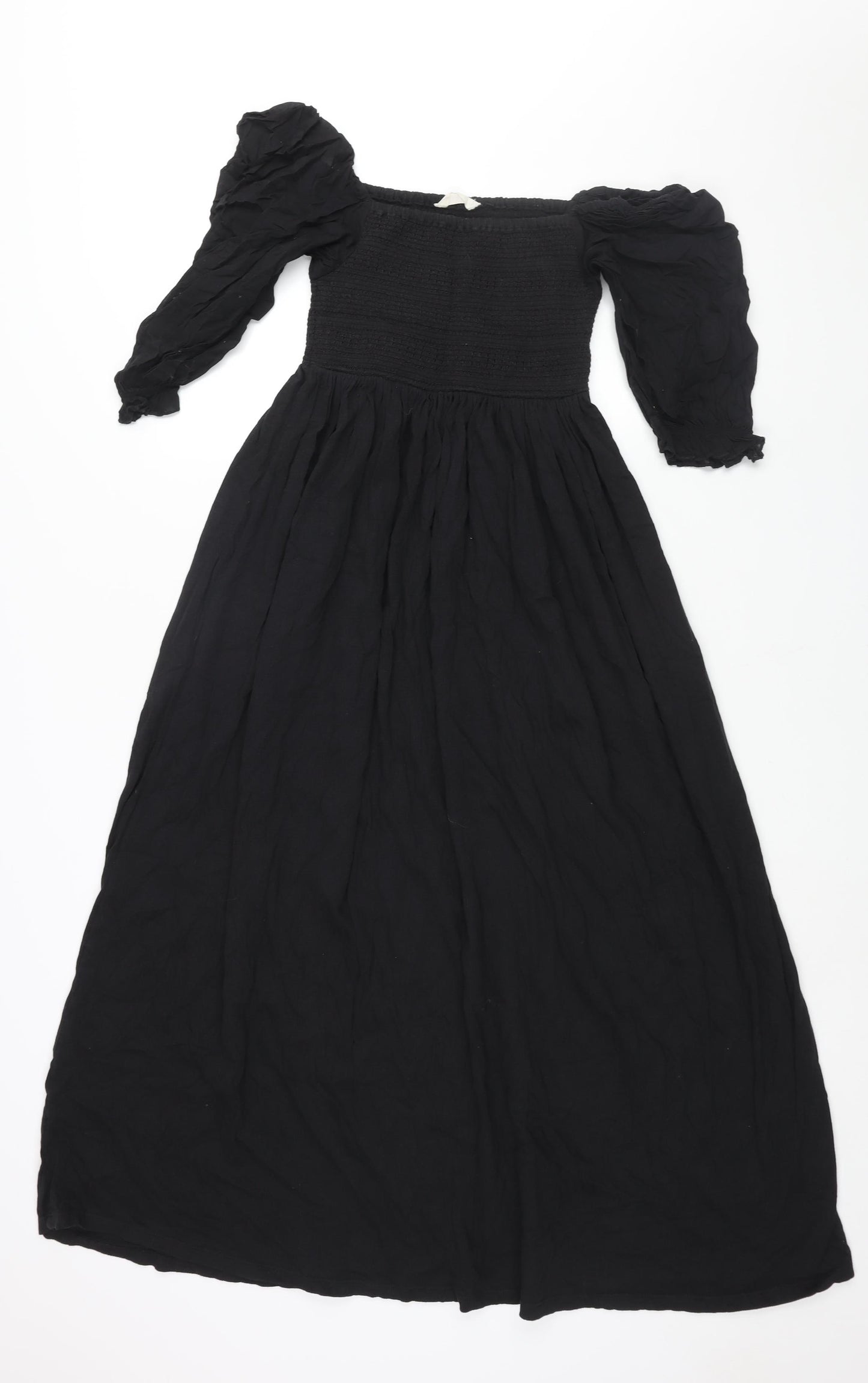 Hush Womens Black Cotton A-Line Size 8 Square Neck Pullover - Rouched Bodice