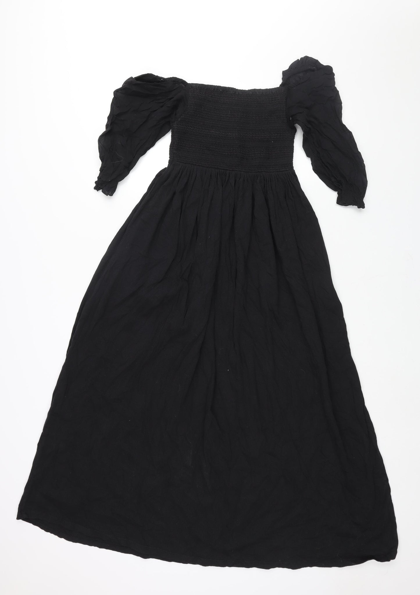 Hush Womens Black Cotton A-Line Size 8 Square Neck Pullover - Rouched Bodice