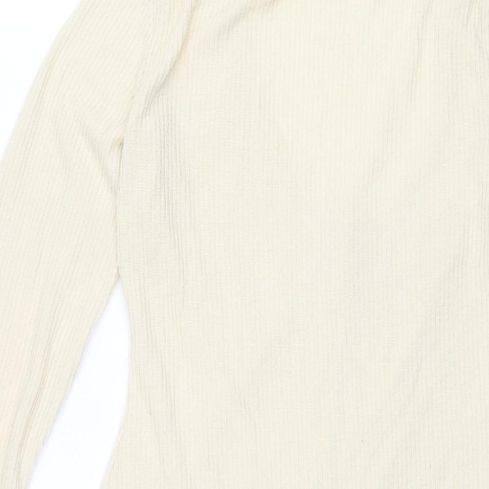 PRETTYLITTLETHING Womens Ivory Polyester Bodycon Size 12 V-Neck Button - Ribbed