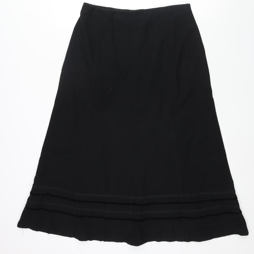 Marks and Spencer Womens Black Polyester A-Line Skirt Size 12 - Hem Detail
