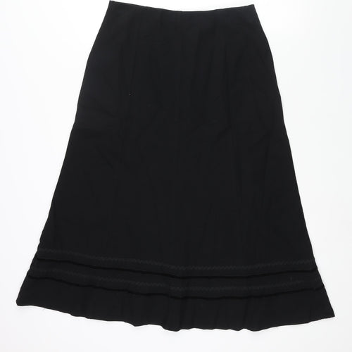 Marks and Spencer Womens Black Polyester A-Line Skirt Size 12 - Hem Detail