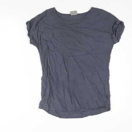 VERO MODA Womens Grey Viscose Basic Blouse Size S Round Neck