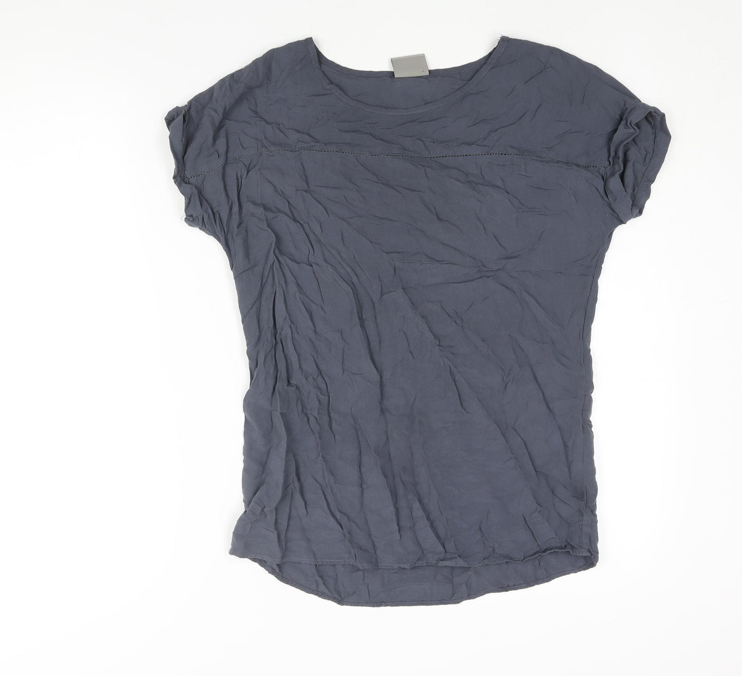 VERO MODA Womens Grey Viscose Basic Blouse Size S Round Neck