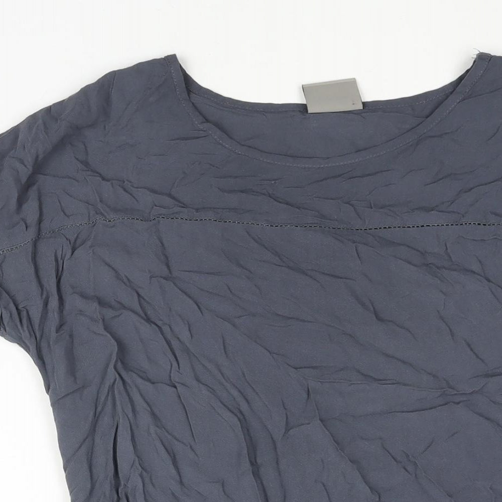 VERO MODA Womens Grey Viscose Basic Blouse Size S Round Neck